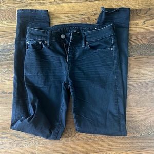 American Eagle Men’s Black Skinny Jeans Size 30X34